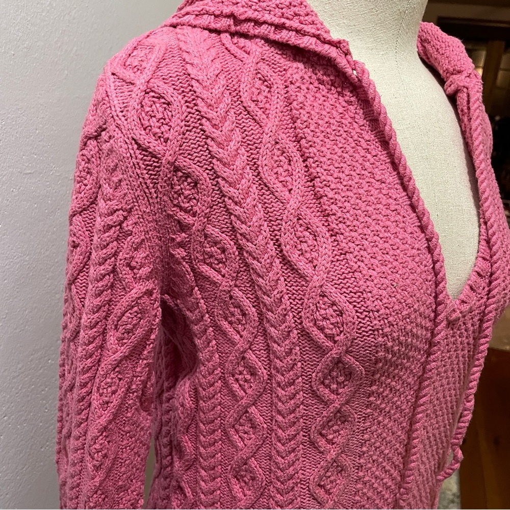 Vintage Polo Ralph Lauren Pink Cable Knit Hooded Sweater - Size Small - EUC 🌟 - Picture 9 of 15